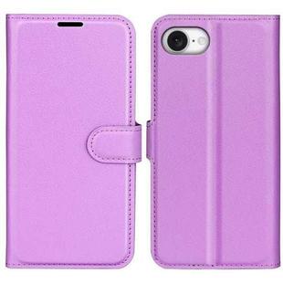 For iPhone 16e Litchi Texture Horizontal Flip Leather Phone Case with Holder(Purple)