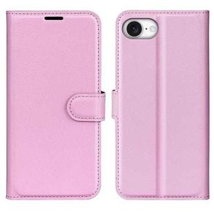 For iPhone 16e Litchi Texture Horizontal Flip Leather Phone Case with Holder(Pink)