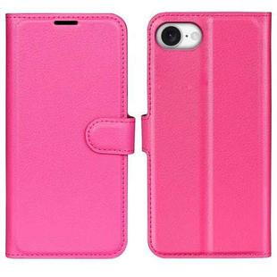 For iPhone 16e Litchi Texture Horizontal Flip Leather Phone Case with Holder(Rose Red)