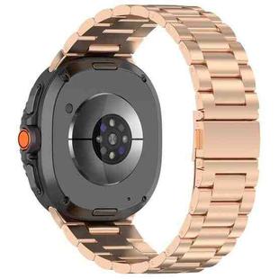For Samsung Galaxy Watch 8 40 / 44mm Slim Three Beads Stainless Steel Watch Band(Rose Pink)