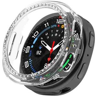 For Samsung Galaxy Watch 8 44mm Single Row Diamond Half Coverage Hollow PC Watch Case(Transparent)