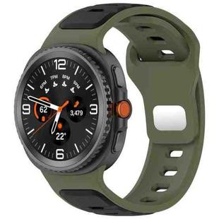 For Samsung Galaxy Watch 8 40 / 44mm Reverse Buckle Two Color Silicone Watch Band(Army Green Black)