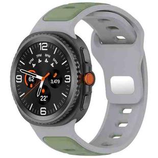 For Samsung Galaxy Watch 8 40 / 44mm Reverse Buckle Two Color Silicone Watch Band(Gray Light Green)