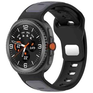For Samsung Galaxy Watch 8 40 / 44mm Reverse Buckle Two Color Silicone Watch Band(Black Gray)