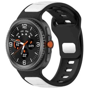 For Samsung Galaxy Watch 8 40 / 44mm Reverse Buckle Two Color Silicone Watch Band(Black White)