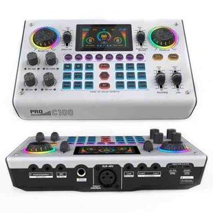 C100 Pro For Streaming / Recording 5 Sound Effects Portable Live Sound Card Audio Mixer(White)