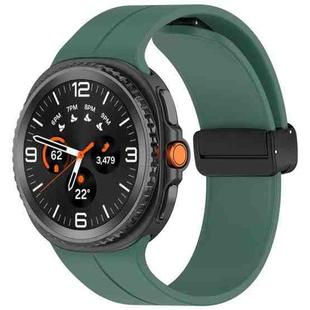 For Samsung Galaxy Watch 8 40mm / 44mm Folding Magnetic Buckle Silicone Watch Band(Dark Green)
