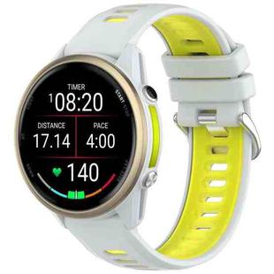 For Garmin Forerunner 970 Sports Steel Buckle Two Color Silicone Watch Band(White+Lime Green)