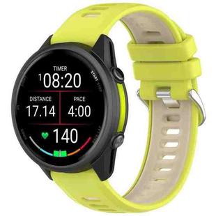 For Garmin Forerunner 970 Sports Steel Buckle Two Color Silicone Watch Band(Lime Green)