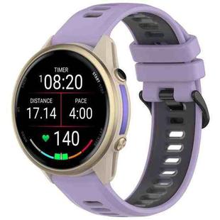 For Garmin Forerunner 970 Sports Steel Buckle Two Color Silicone Watch Band(Purple+Black)