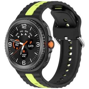 For Samsung Galaxy Watch 8 40mm / 44mm Vertical Two Color Silicone Watch Band(Black Lime)