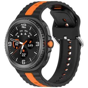 For Samsung Galaxy Watch 8 40mm / 44mm Vertical Two Color Silicone Watch Band(Black Orange)