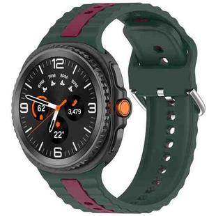 For Samsung Galaxy Watch 8 40mm / 44mm Vertical Two Color Silicone Watch Band(Dark Green Wine Red)