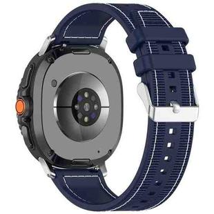 For Samsung Galaxy Watch 8 40mm / 44mm Hybrid Nylon Braid Silicone Watch Band(Midnight Blue)