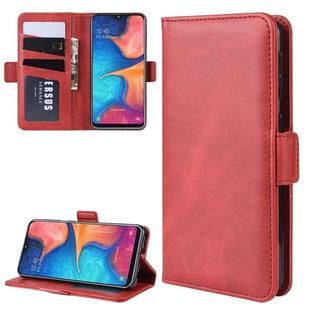 Wallet Stand Leather Cell Phone Case for Galaxy A20E，with Wallet & Holder & Card Slots(Red)