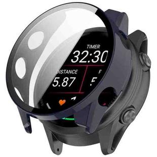 For Garmin Forerunner 570 42mm Tempered Film Integrated PC Watch Case(Ink Blue)