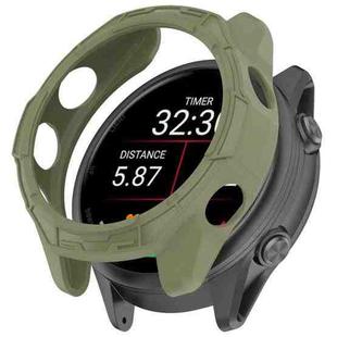 For Garmin Forerunner 570 42mm Hollow Armor Half Coverage TPU Watch Protective Case(Green)
