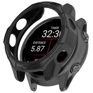 For Garmin Forerunner 570 47mm Hollow Armor Half Coverage TPU Watch Protective Case(Black)