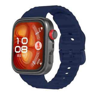 For Huawei Watch Fit 4 Pro / Fit 4 / Fit 3 Wave Texture Solid Color Silicone Watch Band(Midnight Blue)