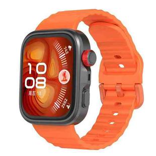 For Huawei Watch Fit 4 Pro / Fit 4 / Fit 3 Wave Texture Solid Color Silicone Watch Band(Orange)