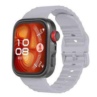 For Huawei Watch Fit 4 Pro / Fit 4 / Fit 3 Wave Texture Solid Color Silicone Watch Band(Light Gray)