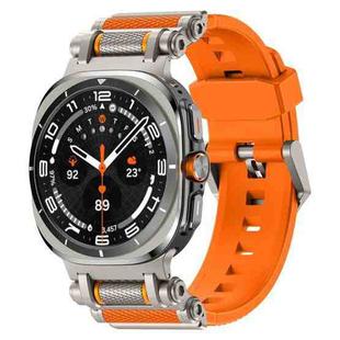 For Samsung Galaxy Watch Ultra 47mm Metal Watch Connector Silicone Watch Band(Titanium Orange)