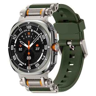 For Samsung Galaxy Watch Ultra 47mm Metal Watch Connector Silicone Watch Band(Titanium Green)