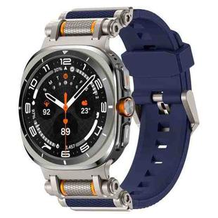 For Samsung Galaxy Watch Ultra 47mm Metal Watch Connector Silicone Watch Band(Titanium Blue)