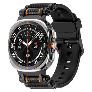 For Samsung Galaxy Watch Ultra 47mm Metal Watch Connector Silicone Watch Band(Black Black)