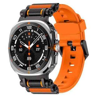 For Samsung Galaxy Watch Ultra 47mm Metal Watch Connector Silicone Watch Band(Black Orange)