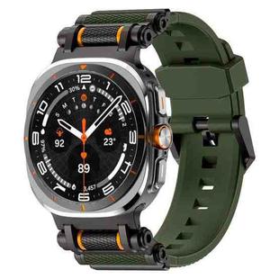 For Samsung Galaxy Watch Ultra 47mm Metal Watch Connector Silicone Watch Band(Black Green)