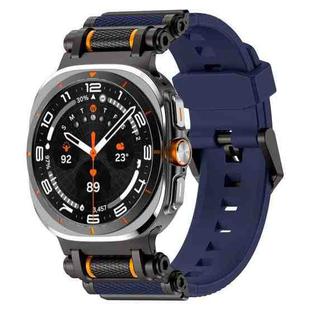For Samsung Galaxy Watch Ultra 47mm Metal Watch Connector Silicone Watch Band(Black Blue)