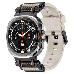 For Samsung Galaxy Watch Ultra 47mm Metal Watch Connector Silicone Watch Band(Black Starlight)