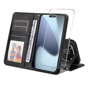 For iPhone 17 Pro Max ENKAY Card Wallet Calf Texture Leather Phone Case with Thickened Glue No White Edge Film(Black)