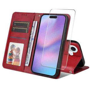 For iPhone 17 ENKAY Card Wallet Calf Texture Leather Phone Case with Thickened Glue No White Edge Film(Red)