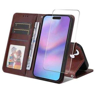 For iPhone 17 ENKAY Card Wallet Calf Texture Leather Phone Case with Thickened Glue No White Edge Film(Brown)