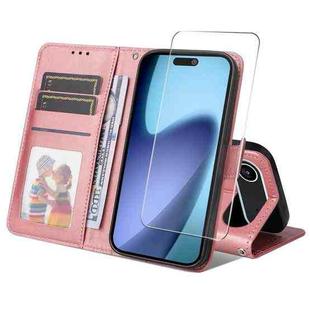 For iPhone 17 Air ENKAY Card Wallet Calf Texture Leather Phone Case with Thickened Glue No White Edge Film(Pink)