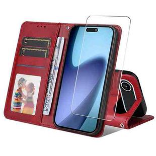 For iPhone 17 Air ENKAY Card Wallet Calf Texture Leather Phone Case with Thickened Glue No White Edge Film(Red)