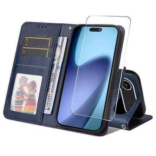 For iPhone 17 Air ENKAY Card Wallet Calf Texture Leather Phone Case with Thickened Glue No White Edge Film(Blue)