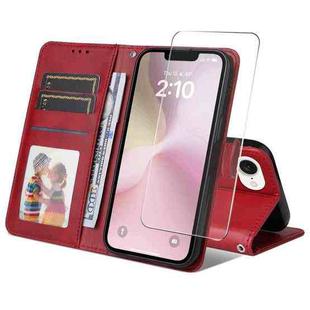 For iPhone 16e ENKAY Card Wallet Calf Texture Leather Phone Case with Thickened Glue No White Edge Film(Red)