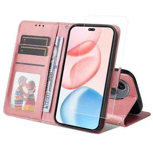 For Honor 400 Pro Global ENKAY Card Wallet Calf Texture Leather Phone Case with Full Glue Coverage Soft Hydrogel Film(Pink)