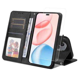 For Honor 400 Pro Global ENKAY Card Wallet Calf Texture Leather Phone Case with Full Glue Coverage Soft Hydrogel Film(Black)