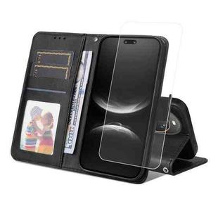 For Huawei nova 14 Ultra ENKAY Card Wallet Calf Texture Leather Phone Case with Full Glue Coverage Soft Hydrogel Film(Black)