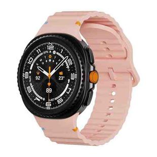 For Samsung Galaxy Watch 8 40mm / 44mm Wavy Grain Stitched Color Buckle Silicone Watch Band(Pink)