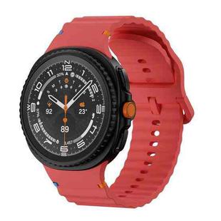 For Samsung Galaxy Watch 8 40mm / 44mm Wavy Grain Stitched Color Buckle Silicone Watch Band(Red)