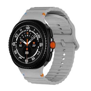 For Samsung Galaxy Watch 8 40mm / 44mm Wavy Grain Stitched Color Buckle Silicone Watch Band(Gray)