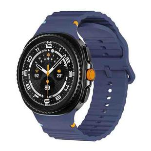For Samsung Galaxy Watch 8 40mm / 44mm Wavy Grain Stitched Color Buckle Silicone Watch Band(Midnight Blue)