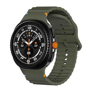 For Samsung Galaxy Watch 8 40mm / 44mm Wavy Grain Stitched Color Buckle Silicone Watch Band(Army Green)