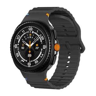 For Samsung Galaxy Watch 8 40mm / 44mm Wavy Grain Stitched Color Buckle Silicone Watch Band(Black)