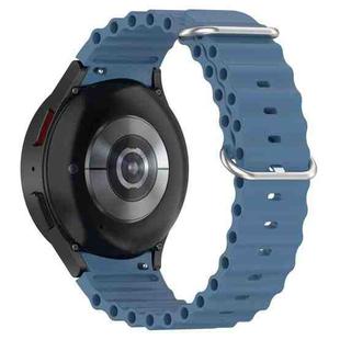 For Samsung Galaxy Watch 7 40 / 44mm Marine Silver Buckle Silicone Watch Band(Blue)